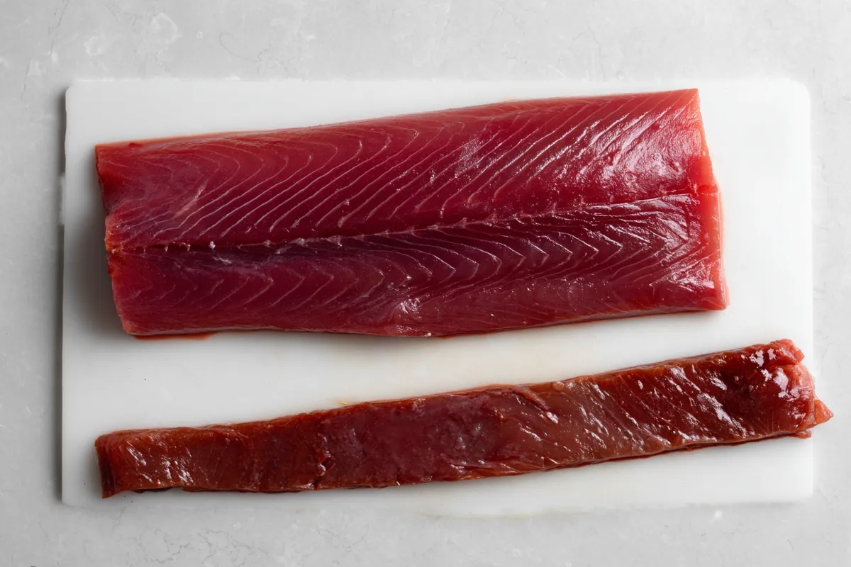 Filet de bonite par&eacute;, ligne brune retir&eacute;e