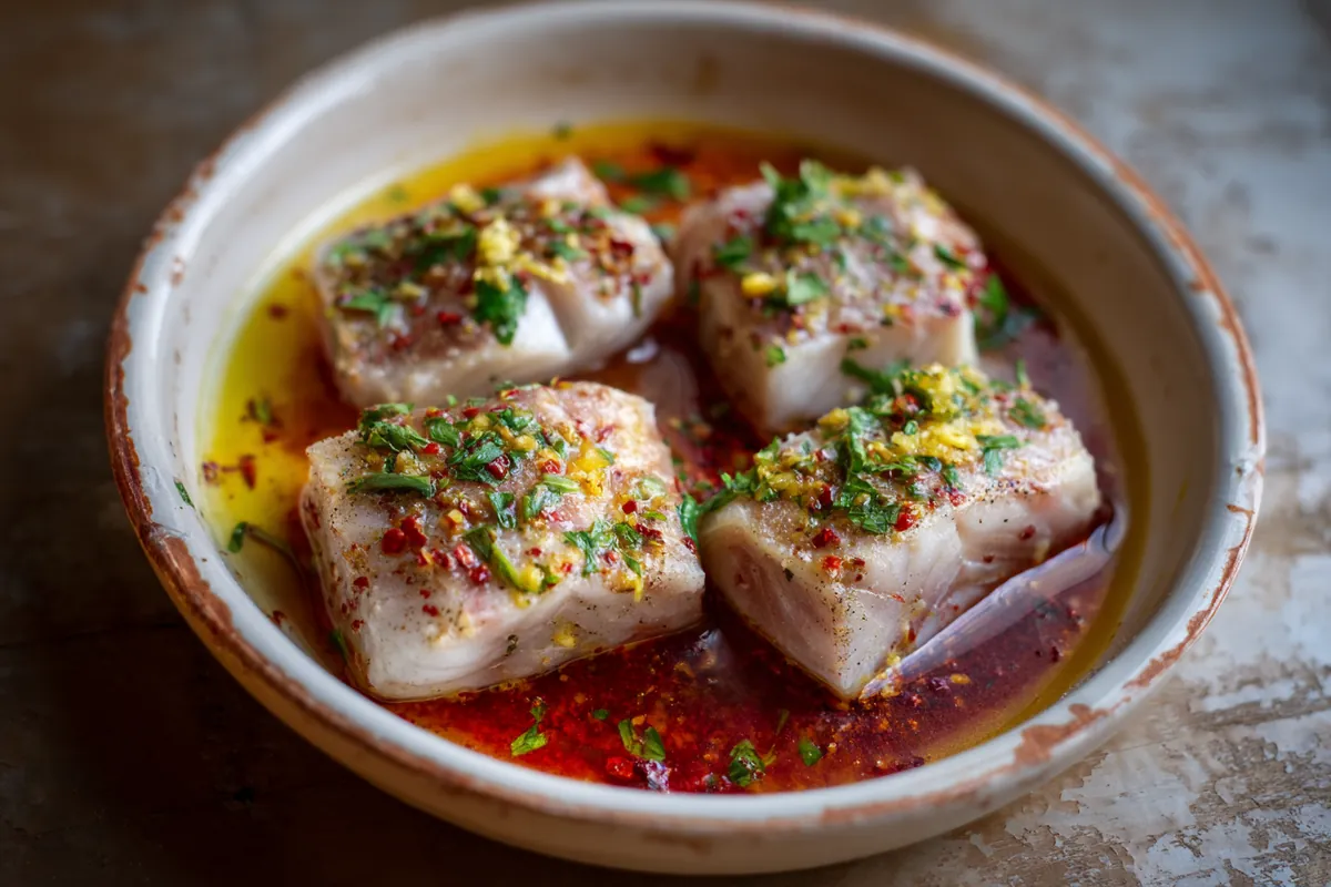 Bonite à la plancha : la recette basque 1 Darnes de bonite dans une marinade au piment d'Espelette