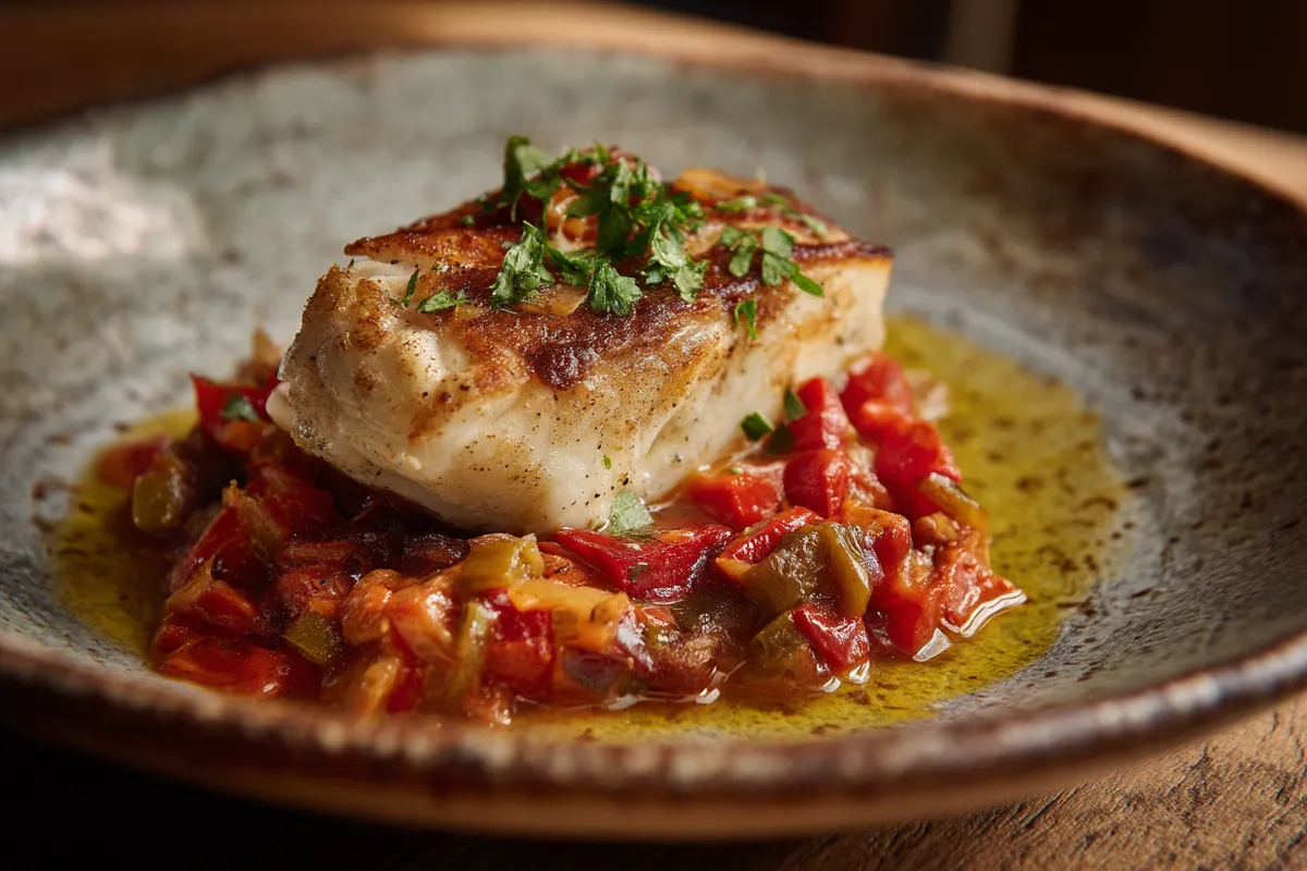 Bonite à la plancha : la recette basque 2 Bonite à la plancha servie avec une piperade
