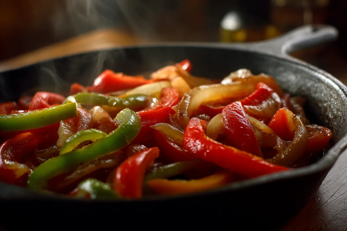 Bonite à la basquaise : la recette traditionnelle 1 Piperade de poivrons en cours de compotage