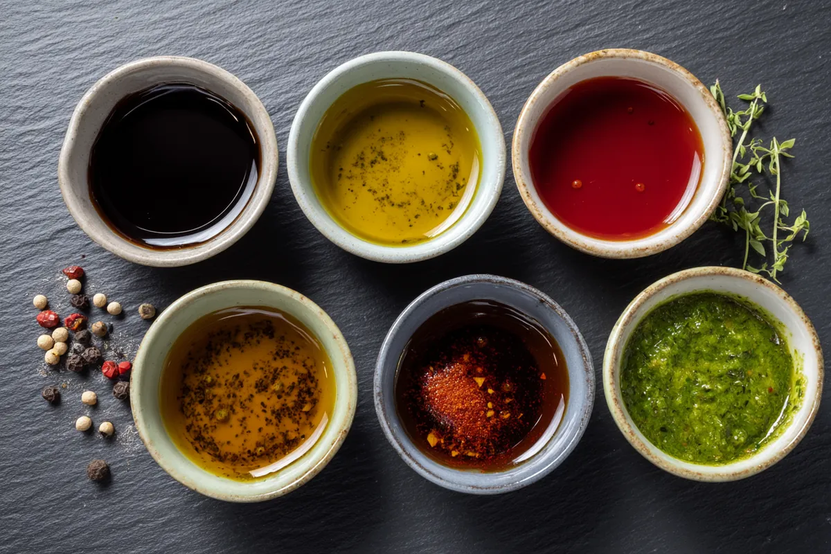 Six marinades diff&eacute;rentes pour la bonite en petits bols