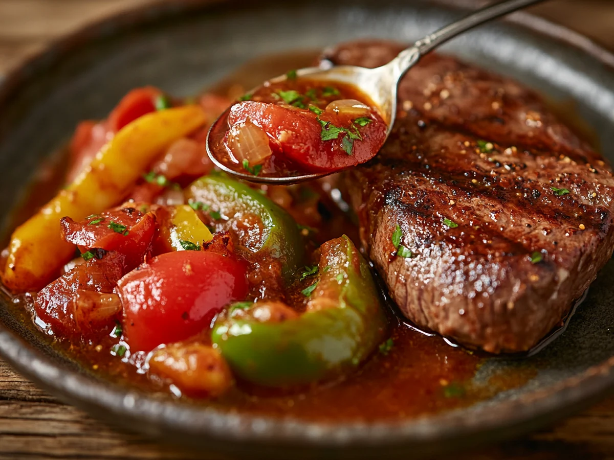 Que servir avec la bonite : accompagnements et accords vins 3 Piperade basque servie à côté d'une darne de bonite