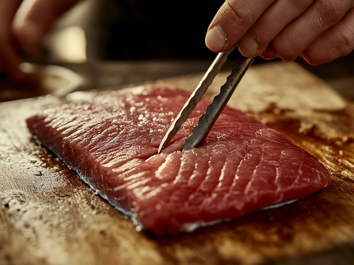 Pince retirant une ar&ecirc;te fine d'un filet de bonite