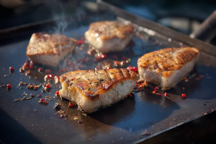 Darnes de bonite saisies à la plancha