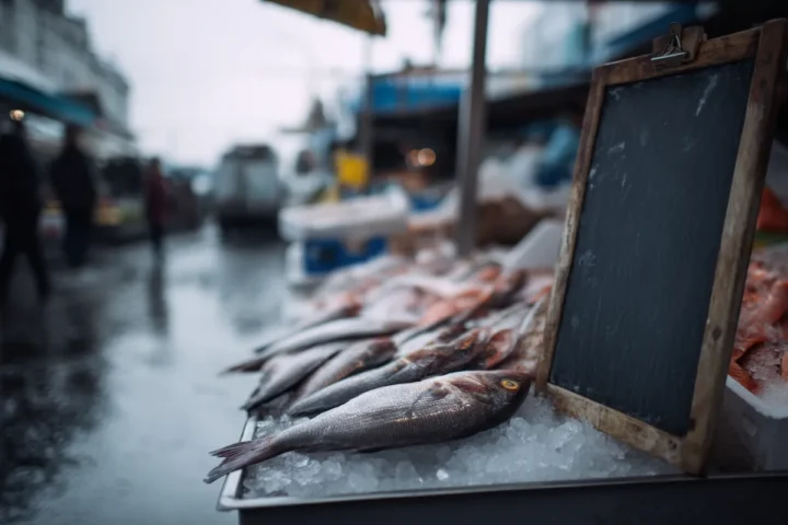 Bonites sur l'étal d'un poissonnier
